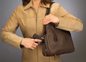 pleated leather concealed carry purse