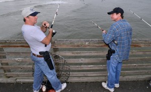 pier fishing with guns