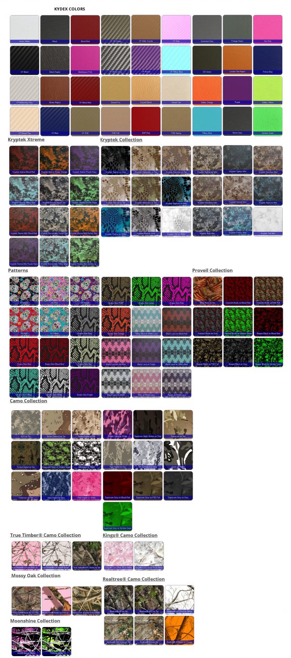 Kydex purse holster Colors and Patterns